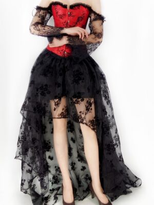 Victorian gothic corset set in red alternate view