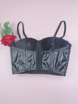 2025 punk bustier corset top with PU faux-leather look alternate view