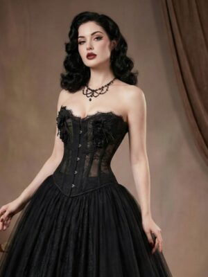 2619 sexy black lace embroidered beaded corset lifestyle