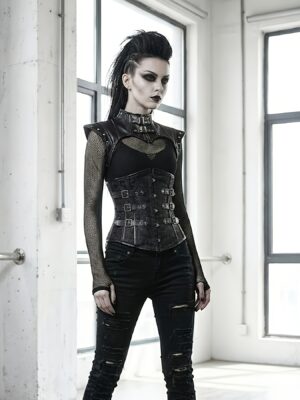 gothic steampunk corset top front view