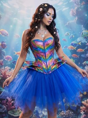 mermaid corset top front view