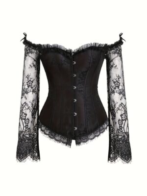 Victorian gothic corset top, front view (main image)