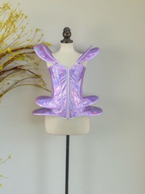 2407 silver cyberpunk metallic corset top set
