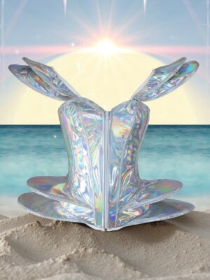 12407 Silver metallic cyber corset top 1pc image 1