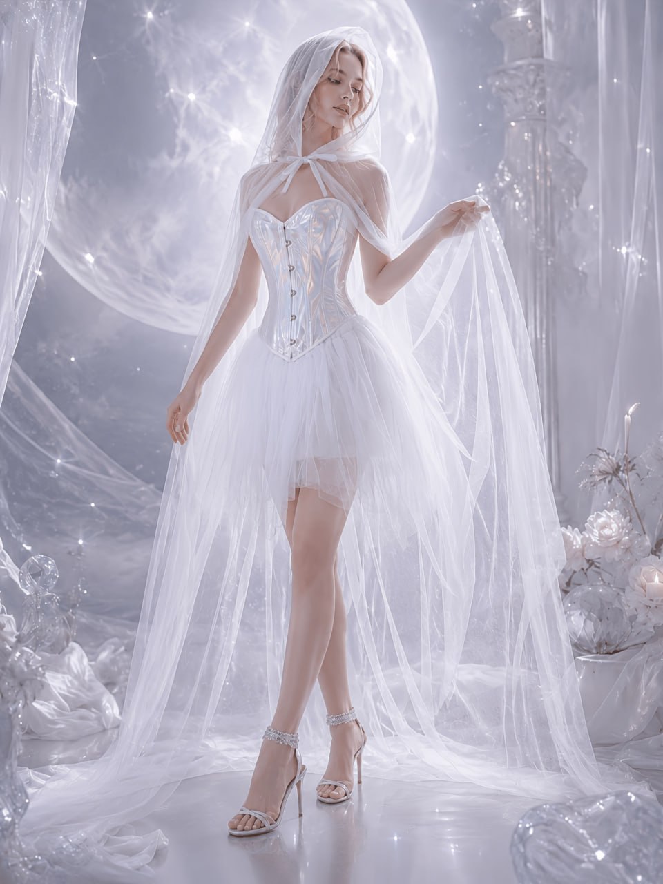2540+7014+T01 white celestial veil costume set image 2 2540+7014+T01 white celestial veil costume set image 2