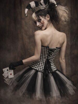 2631+7014 creepy harlequin two-piece costume set image 1