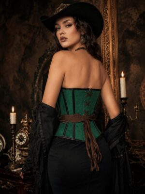 2676 green gothic corset dress
