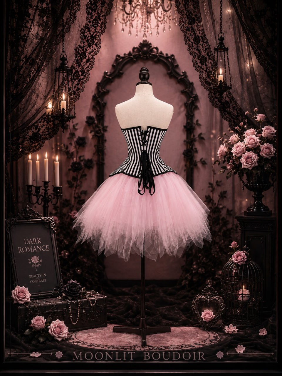 12603+7014 black striped corset and pink tutu costume set image 3 12603+7014 black striped corset and pink tutu costume set image 3
