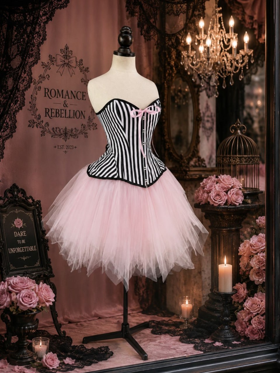 12603+7014 black striped corset and pink tutu costume set image 4 12603+7014 black striped corset and pink tutu costume set image 4