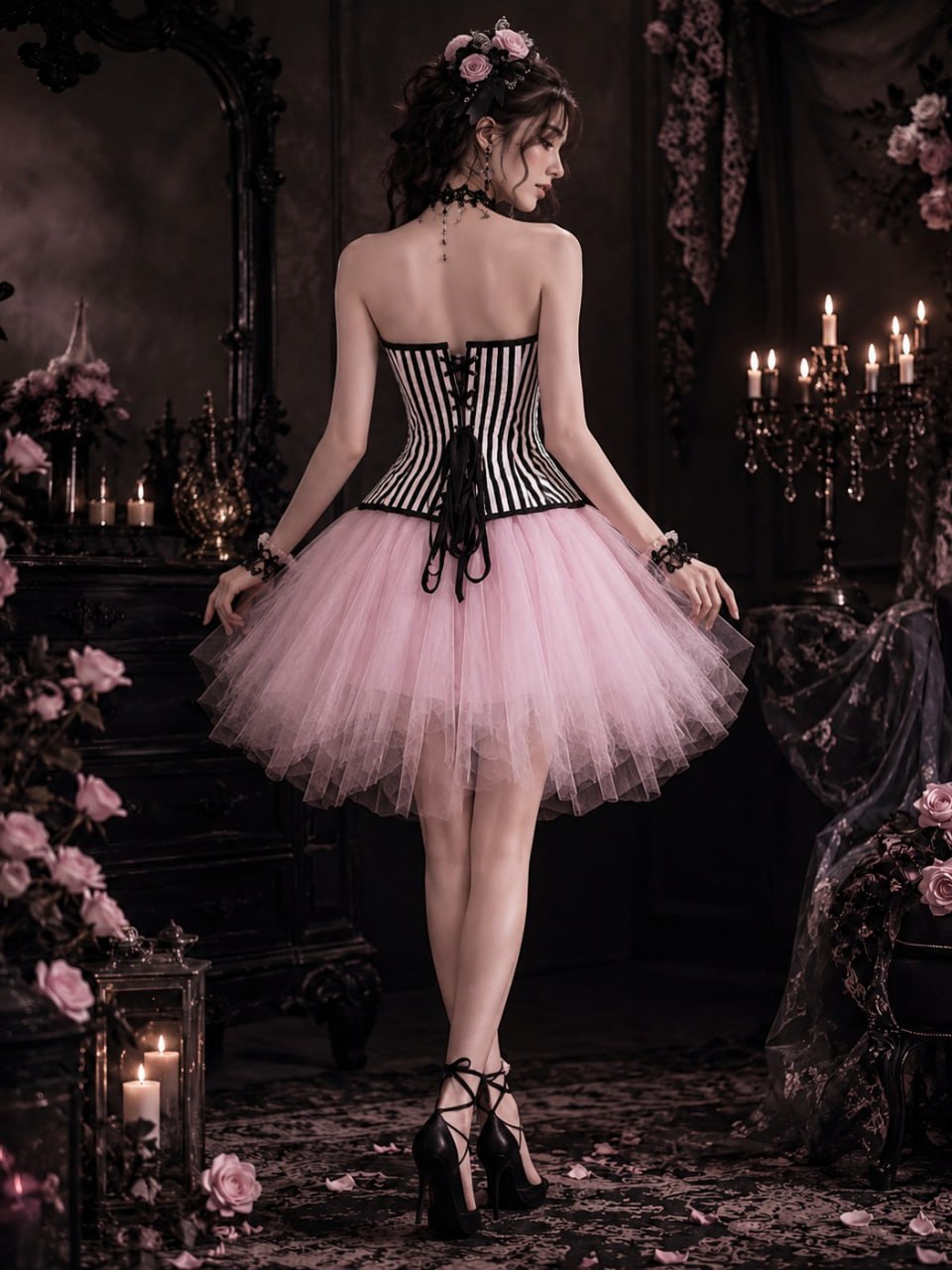 12603+7014 black striped corset and pink tutu costume set image 5 12603+7014 black striped corset and pink tutu costume set image 5