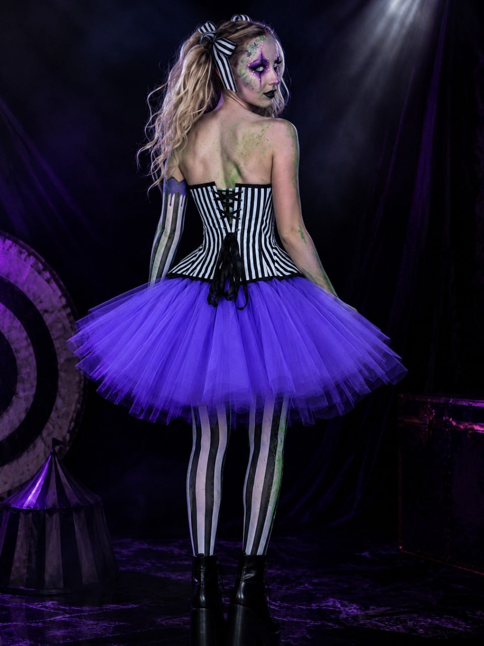 22603+7014 black striped corset and purple tutu costume set image 3 22603+7014 black striped corset and purple tutu costume set image 3