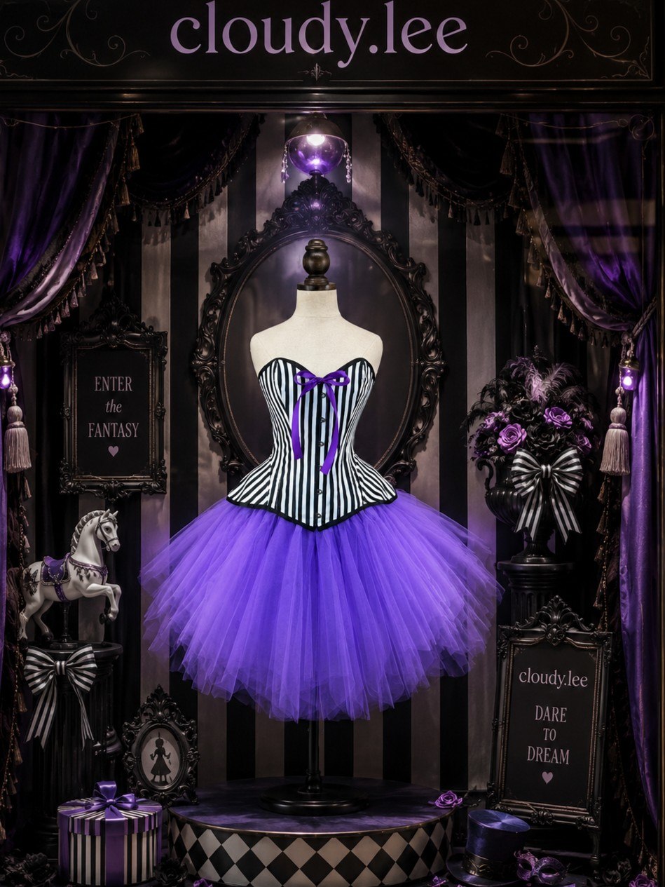 22603+7014 black striped corset and purple tutu costume set image 5 22603+7014 black striped corset and purple tutu costume set image 5
