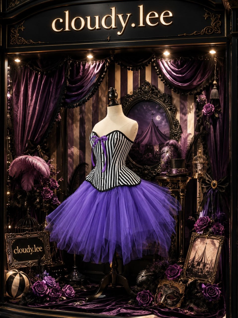 22603+7014 black striped corset and purple tutu costume set image 7 22603+7014 black striped corset and purple tutu costume set image 7