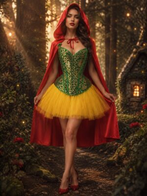 2382+7014+T003 red cape corset tutu costume set image 1