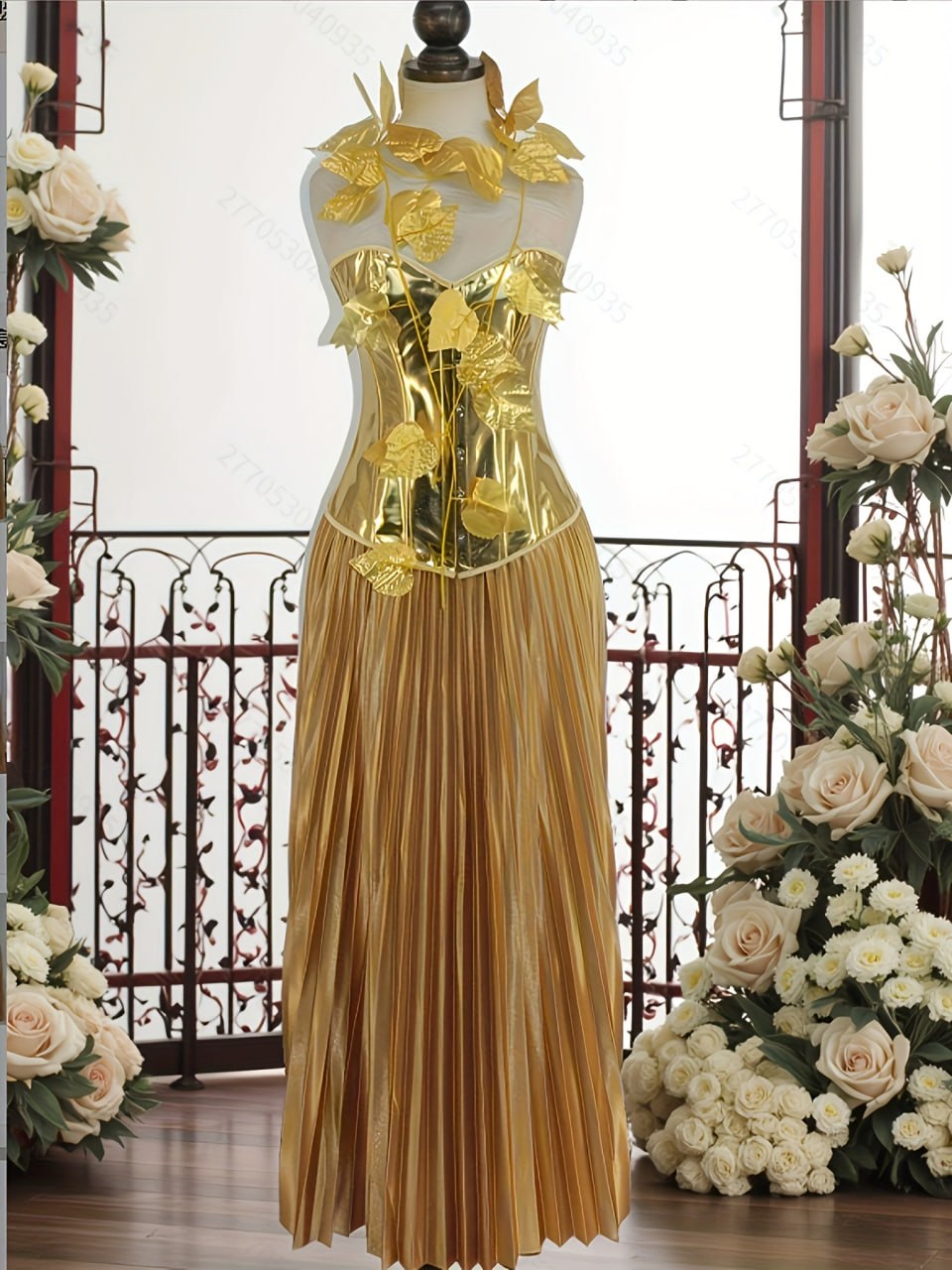 2513+6623 gold corset and pleated skirt set image 2 2513+6623 gold corset and pleated skirt set image 2