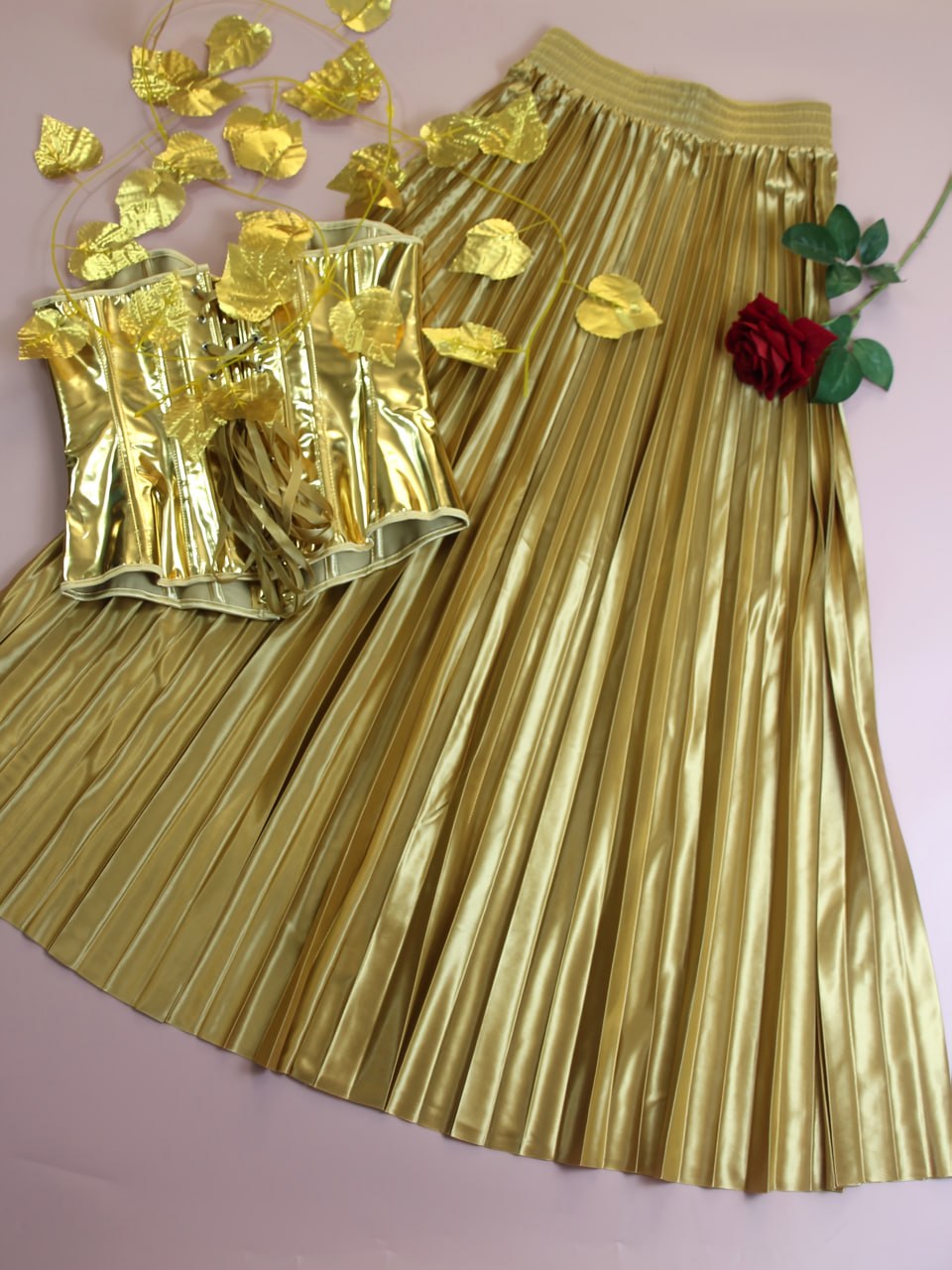2513+6623 gold corset and pleated skirt set image 7 2513+6623 gold corset and pleated skirt set image 7