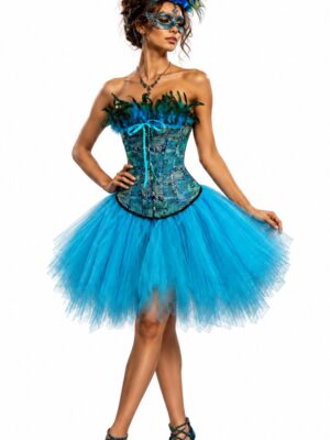 2689+7014 peacock corset and turquoise tutu costume set image 1