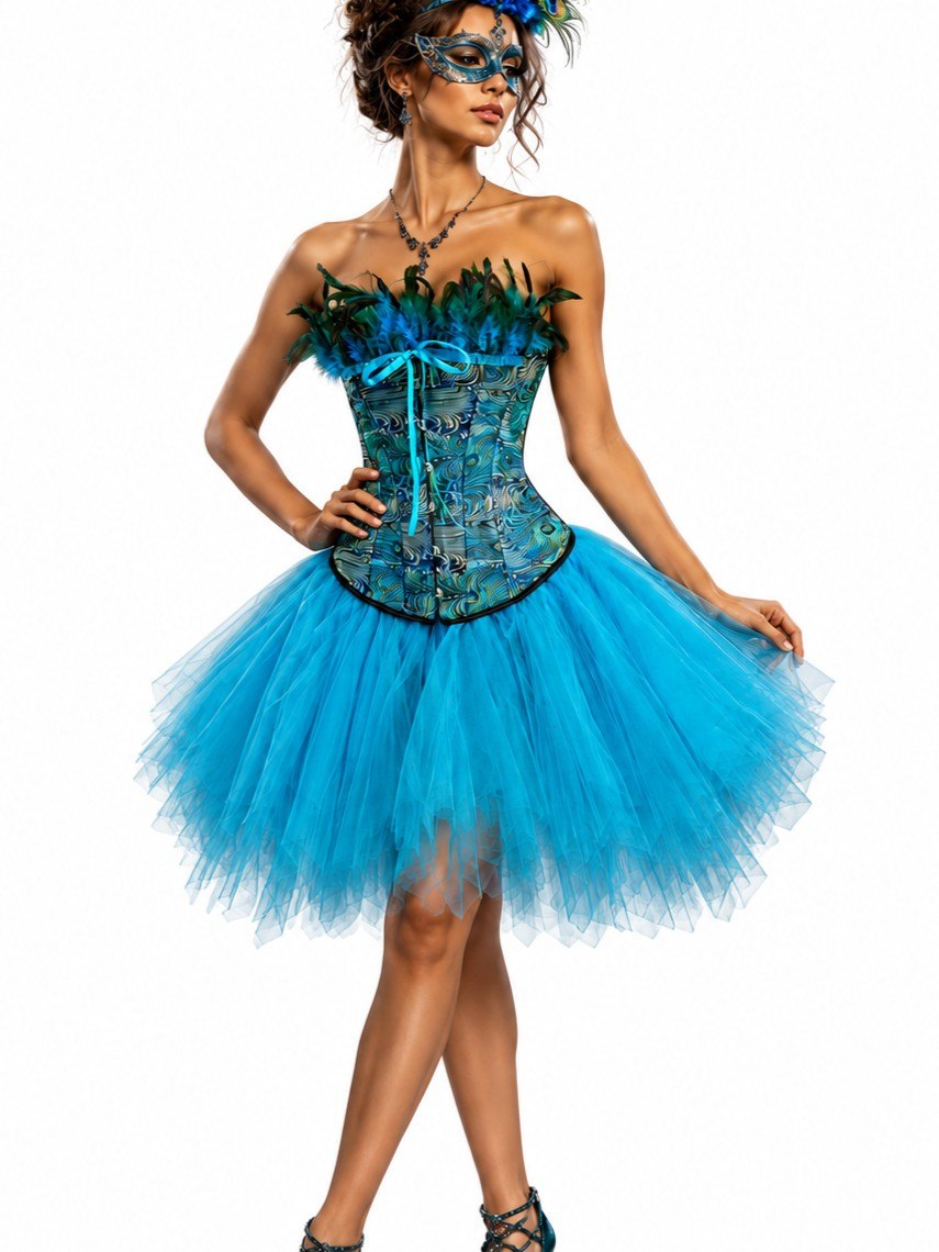 2689+7014 peacock corset and turquoise tutu costume set image 1 2689+7014 peacock corset and turquoise tutu costume set image 1