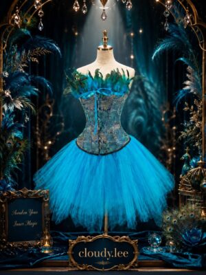 2689+7014 peacock corset and turquoise tutu costume set image 2 2689+7014 peacock corset and turquoise tutu costume set image 2