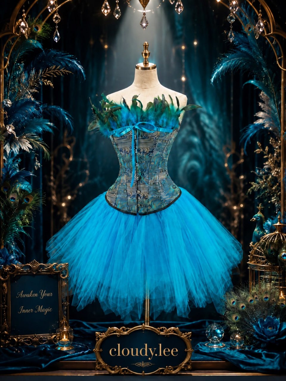 2689+7014 peacock corset and turquoise tutu costume set image 2 2689+7014 peacock corset and turquoise tutu costume set image 2