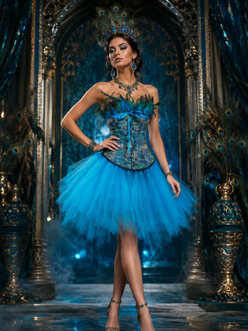 2689+7014 peacock corset and turquoise tutu costume set image 4 2689+7014 peacock corset and turquoise tutu costume set image 4