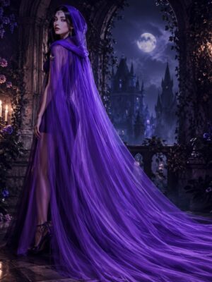 T02 Purple hooded cape cloak accessory
