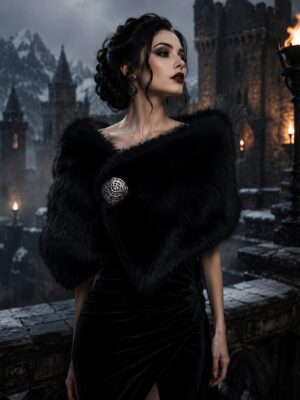T05 Black faux fur shawl cape accessory T05 Black faux fur shawl cape accessory