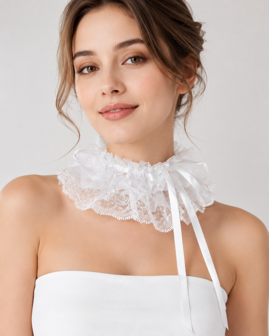 T11 White lace choker and wrist cuffs 3pcs accessory set T11 White lace choker and wrist cuffs 3pcs accessory set