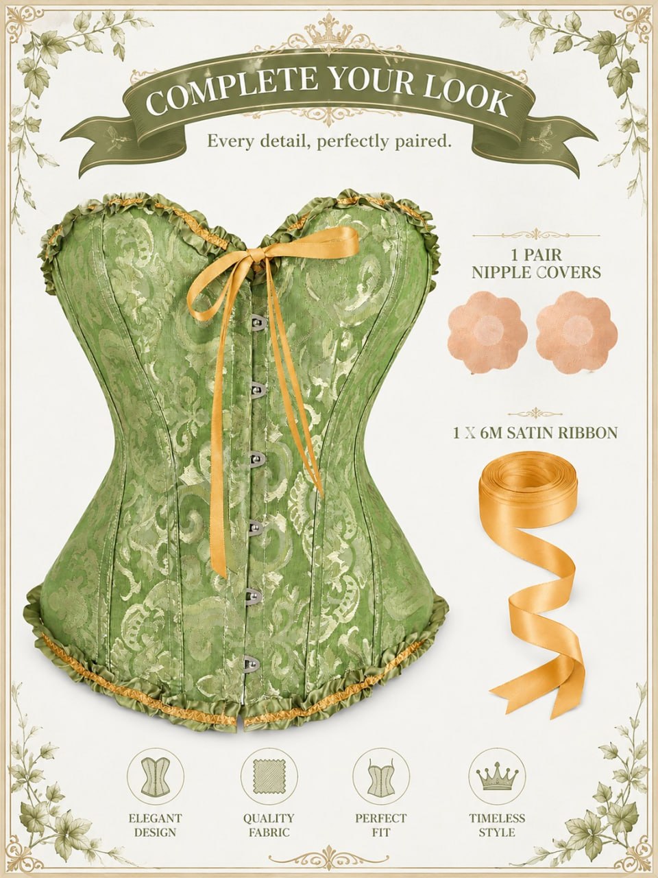 819 Green corset top with accessories - green product card 819 Green corset top with accessories - green product card
