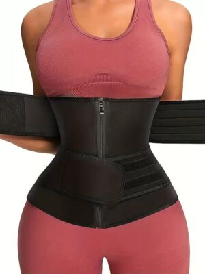 9488 black latex double belt waist trainer image 2