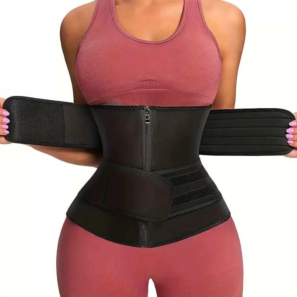 9488 black latex double belt waist trainer image 2 9488 black latex double belt waist trainer image 2