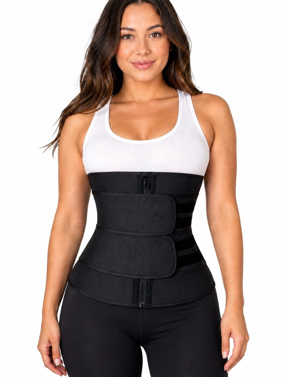 9488 black latex double belt waist trainer image 7 9488 black latex double belt waist trainer image 7